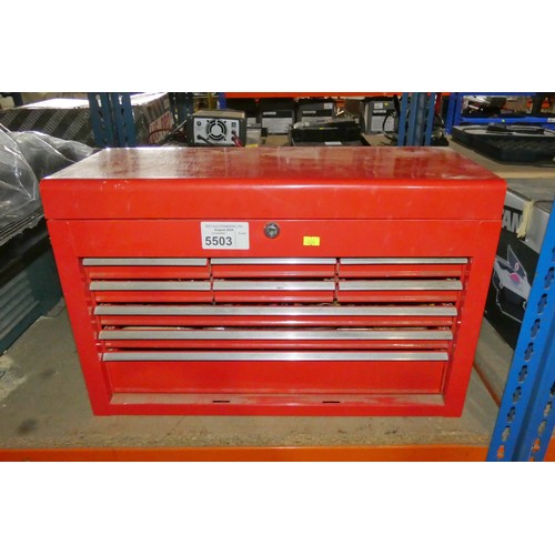 5503 - 1 x red metal multi drawer tool chest approx 60 x 26 x 39cm high (unlocked and no key is included) c... 