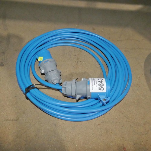 5643 - A mains connector lead - blue lead with blue plastic Ceeform connectors - length unknown