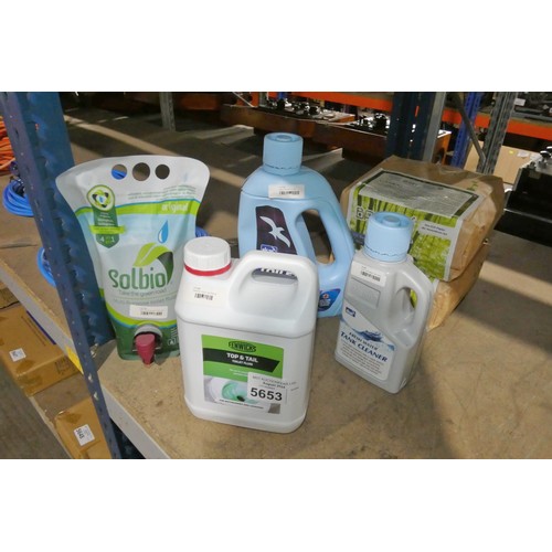 5653 - A quantity of various toilet fluid, fresh water tank cleaner and toilet roll. Details as per the pho... 