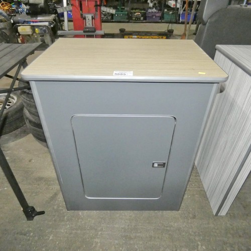 5685 - 1 x cabinet suitable for campervan etc - grey with wood effect top approx 68 x 48 x 82cm high