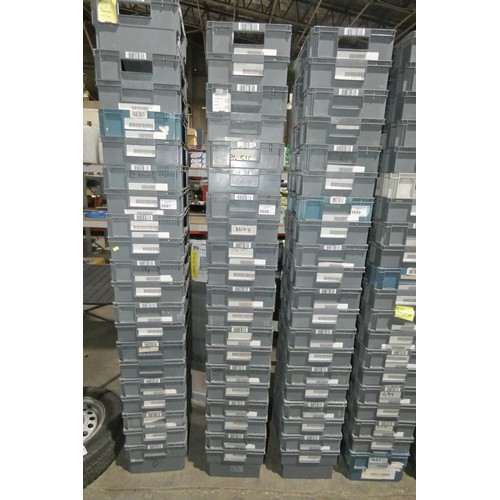 5698 - 20 x grey plastic stacking boxes each approx 40 x 30 x 19cm high