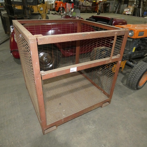 5851 - 1 x metal mesh cage / stillage with forklift channel beneath approx 95 x 91 x 101cm high