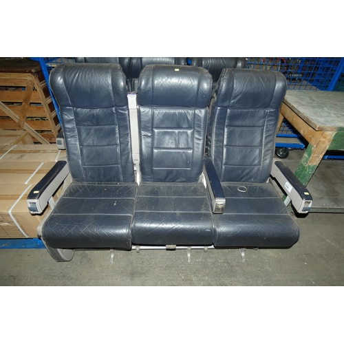 5996 - A vintage set of three aeroplane passenger seats from a BAe 146 aeroplane