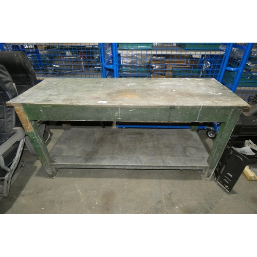 5998 - 1 x wooden work bench with shelf below approx 183 x 66cm