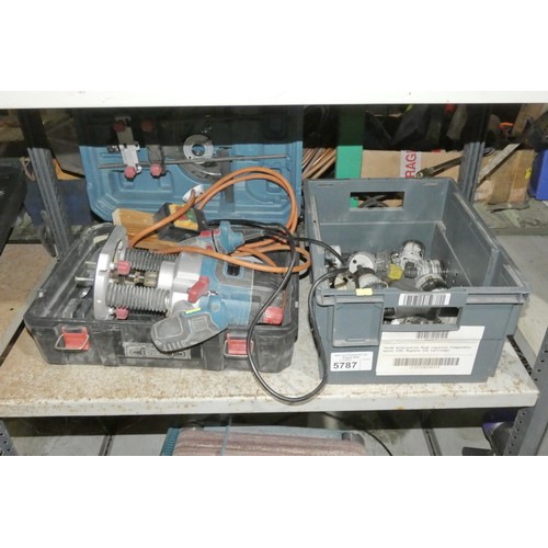 5787 - 1 x Erbauer router 240v, 1 x air drill and a quantity of various hole cutting bits. Contents of 1 sh... 