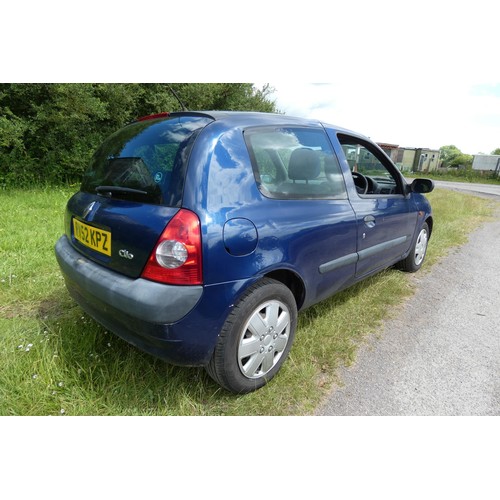 10 - Renault Clio Expression DCi 80 3 dr hatch blue,  Reg: RV52 KPZ, 27/09/2002, 5 spd manual diesel 1461... 