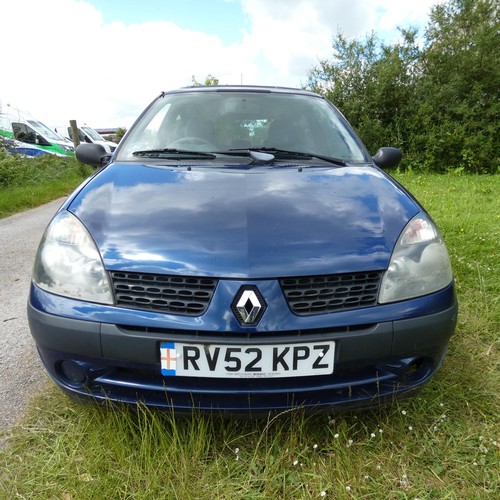 10 - Renault Clio Expression DCi 80 3 dr hatch blue,  Reg: RV52 KPZ, 27/09/2002, 5 spd manual diesel 1461... 