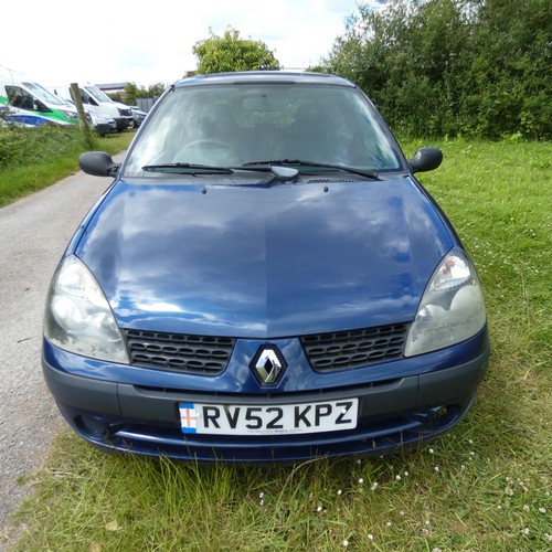 10 - Renault Clio Expression DCi 80 3 dr hatch blue,  Reg: RV52 KPZ, 27/09/2002, 5 spd manual diesel 1461... 