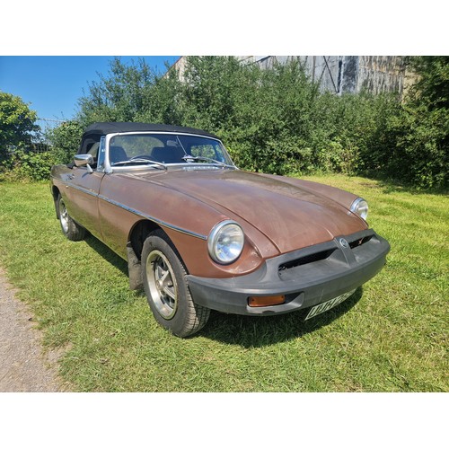 15 - MGB Sports Roadster, brown with dark Mohair soft top, Reg UUH 265S, 1st registered 20/03/1978, 4 spe... 