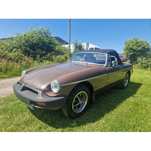 15 - MGB Sports Roadster, brown with dark Mohair soft top, Reg UUH 265S, 1st registered 20/03/1978, 4 spe... 