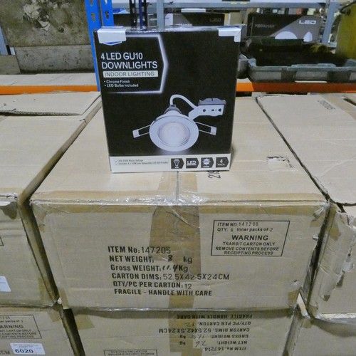 6020 - 1 box containing 12 x packs of GU10 LED indoor downlights (each pack contains 4 lights - 48 lights i... 