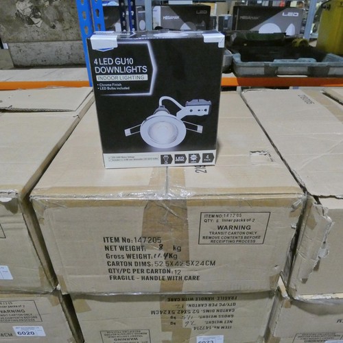 6023 - 2 boxes each containing 12 x packs of GU10 LED indoor downlights (each pack contains 4 lights - 96 l... 