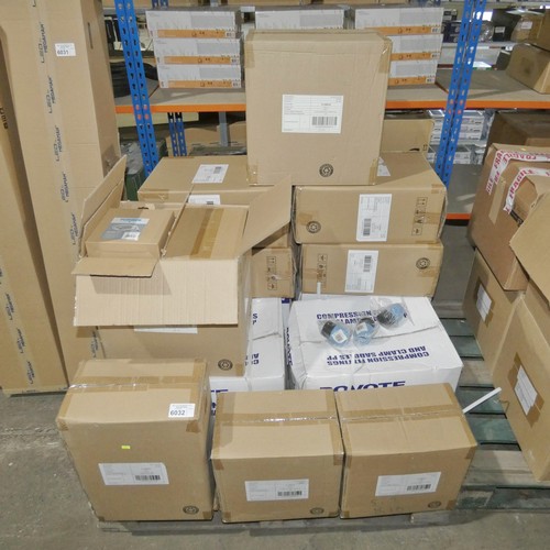 6032 - 1 pallet containing a quantity of Povote plumbing compression fittings and Plumbob shower hoses