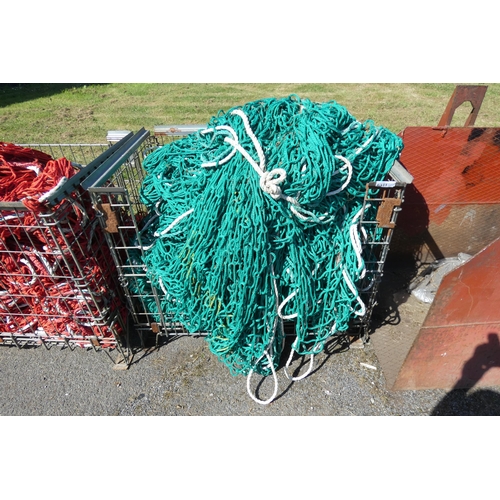 6311 - 1 stillage containing a quantity of various green fall arrest safety nets, these are out of date, pl... 