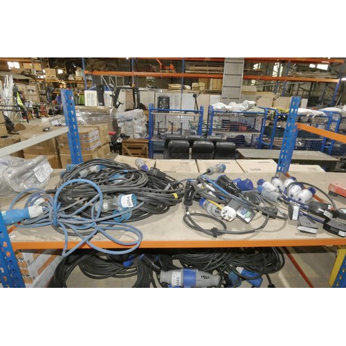 6064 - A quantity of various electrical leads - mainly 240v Ceeform plugs - Contents of 1 shelf