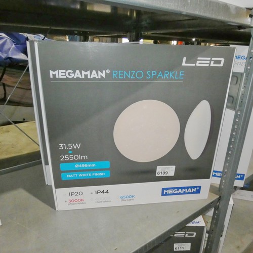 6109 - 2 x Megaman Renzo Sparkle LED round lights diameter approx 496mm - 3000k warm white