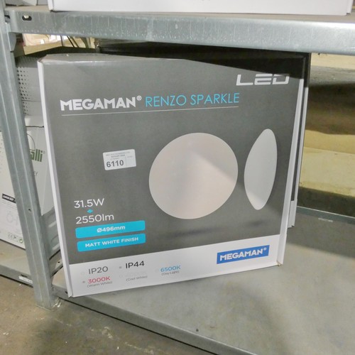 6110 - 2 x Megaman Renzo Sparkle LED round lights diameter approx 496mm - 3000k warm white