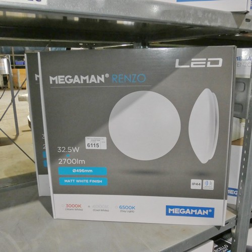 6115 - 2 x Megaman Renzo LED round lights diameter approx 496mm - 4000k cool white