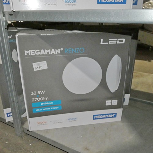 6116 - 2 x Megaman Renzo LED round lights diameter approx 496mm - 4000k cool white