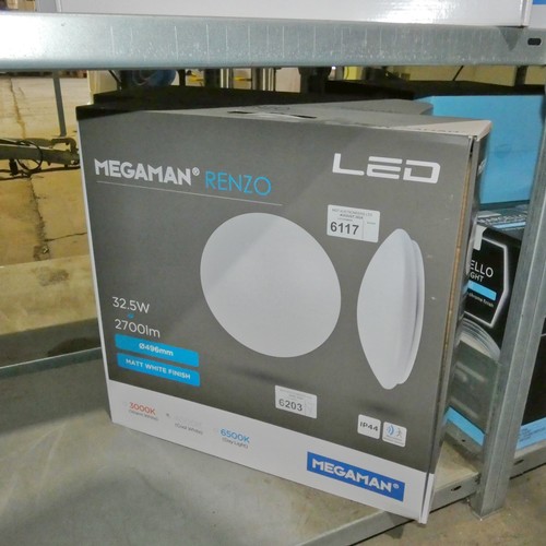 6117 - 2 x Megaman Renzo LED round lights diameter approx 496mm - 4000k cool white