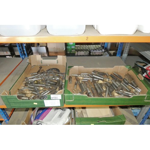 6183 - A quantity of various spanners, milling cutters etc. Contents of 1 shelf