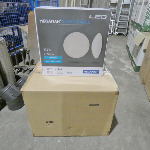 6013 - 1 box containing 5 x Megaman Renzo Sparkle LED round lights diameter approx 496mm - 3000k warm white