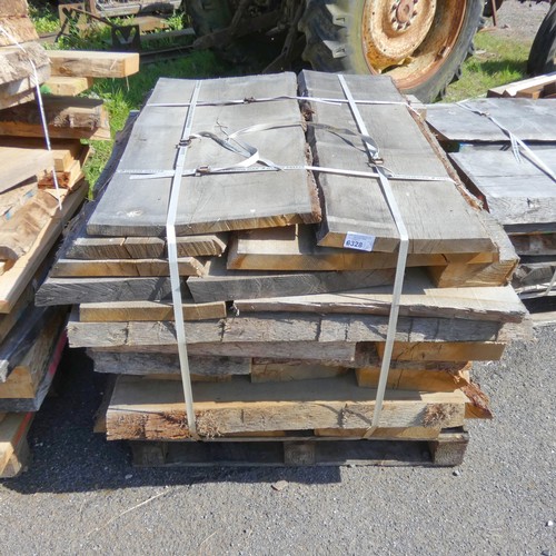 6328 - 1 x pallet containing a quantity of various hardwood slabs, mainly oak - Contents of 1 pallet