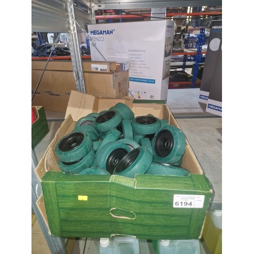 6194 - A quantity of green castor type wheels (wheels only, no fittings)