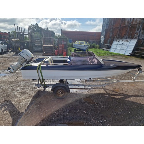 6242 - 1 x Fletcher 14 speed boat with a Honda 9.9hp four stroke outboard engine. This boat is approx 430cm... 