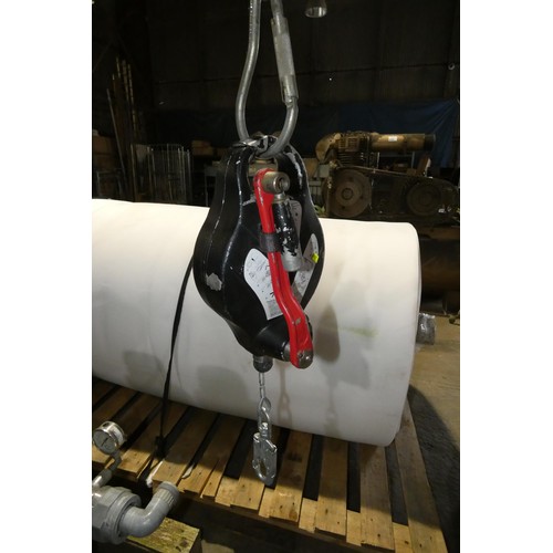 6216 - A large red / black metal wheeled man lifting frame by Land and Marine Products Ltd with a UCL Safet... 