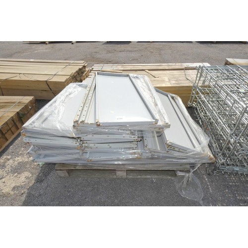 6334 - A quantity of metal shelves each measuring approx 101cm x 41cm, contents of 1 pallet