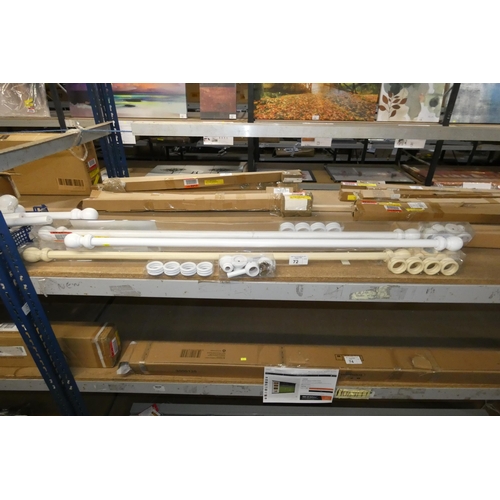 72 - A quantity of various curtain poles. Details as per the photograph