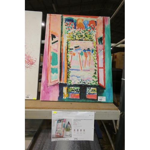 147 - 1 x art print on canvas approx 61 x 81cm - Open Window at Collioure by Henri Matisse RRP £76