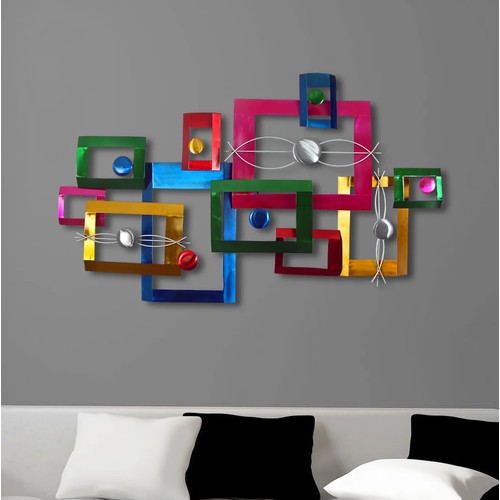 153 - 1 x piece of metal wall by Ebern Designs approx 112cm wide  - abstract - RRP £339