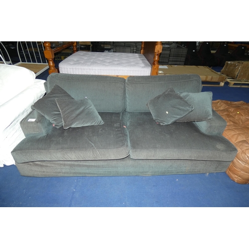 297 - 1 x Dekoria dark grey upholstered sofa approx 215cm wide. Please note that this sofa is used