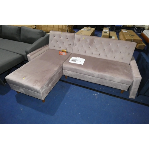 301 - A Cosmo Living Blush Velvet upholstered two piece sofa / chaise RRP £589