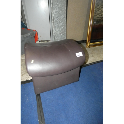 303 - 1 x brown upholstered foot stool. Please note that this foot stool is used