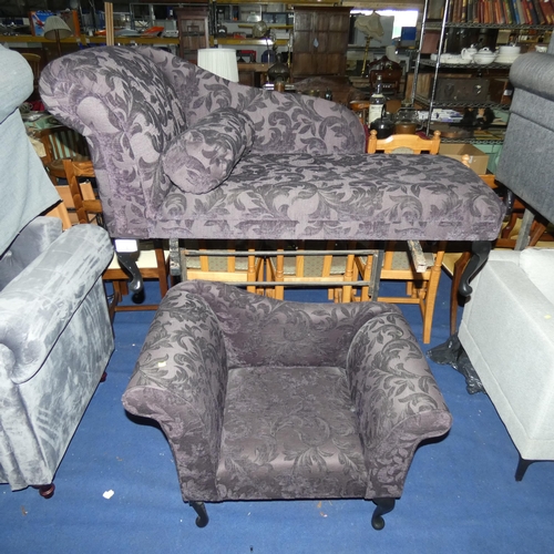 314 - 1 x small chaise longue approx 120cm long and 1 x matching arm chair. Please note both of these item... 