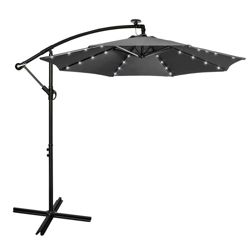 176 - 1 x Falmouth 300cm cantilever parasol with built in LED lights RRP £83. Please note that no base wei... 