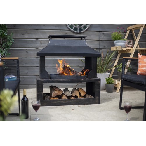 184 - 1 x La Hacienda, steel wood burning outdoor fireplace RRP £57