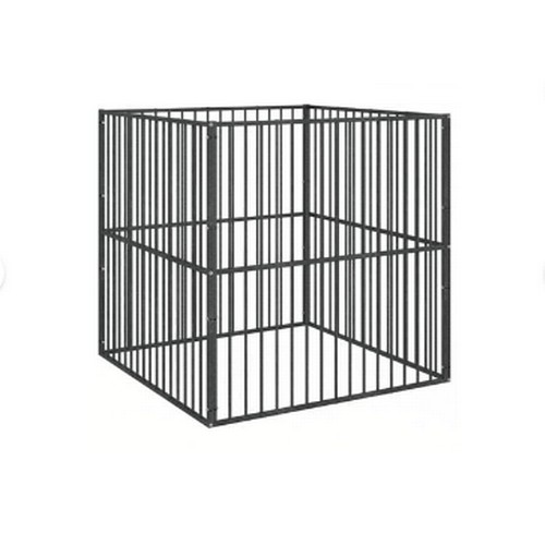 189 - 1 x Vida XL four panel black galvanized steel dog playpen approx 100 x 100 x 100cm