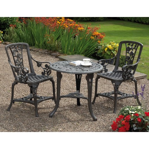 191 - An Aamanee two person bistro set comprising of 2 x chairs and 1 x small round table diameter approx ... 