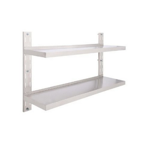 193 - 1 x Vida XL 2-tier stainless steel floating wall shelf approx 120 x 30cm RRP £98