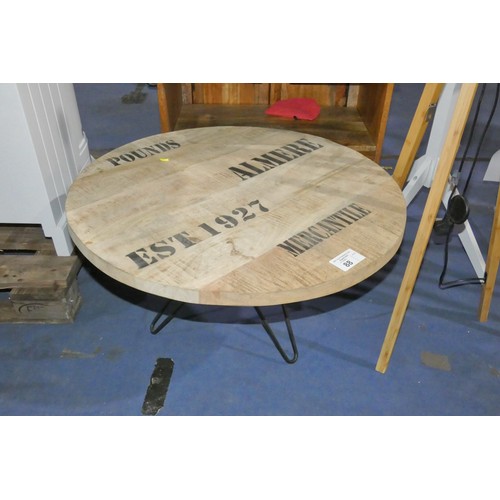 88 - 1 x wood / metal round coffee table diameter approx 75cm