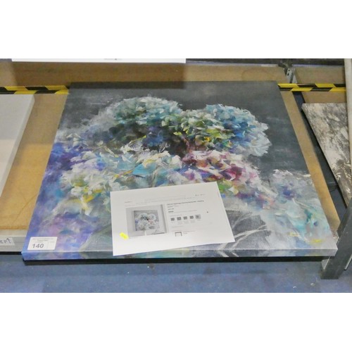 140 - 1 x art print on canvas approx 76 x 76cm - Abstract hydrangea dark by Danhui Nai RRP £61