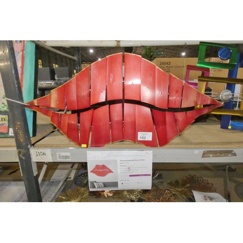 152 - 1 x piece of metal wall by Ebern Designs approx 90cm wide  - Lips - RRP £159