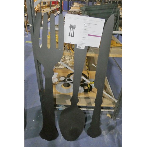 164 - LOT WITHDRAWN: A set of 3 knife / fork / spoon black silhouettes by Marlow Home RRP £43. Please note... 