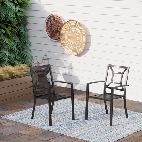 258 - 2 x Blue Elephant patio dining armchairs RRP £129