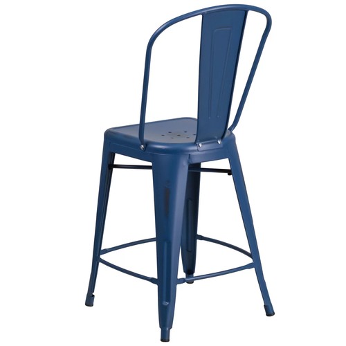 264 - 2 x Williston Forge commercial grade metal indoor / outdoor bar stools with backs RRP £159