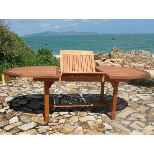 266 - 1 x Afrin extendable wooden garden dining table approx 150 x 100cm supplied with a 50cm centre exten... 